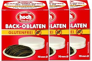 ‎HOCH Hoch | runde Back Oblaten | 70 mm | 50 g pro Packung | 3er Pack | Glutenfrei | Vegan | Esspapier zum Backen von Makronen & Lebkuchen
