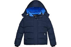 Wantdo Giacca Caldo Invernale Parka con Cappuccio Antivento Cappotto da Esterno Trapuntato Giubbotto in Cotone da Trekking Bambino