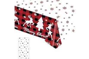 COSORO Tovaglia Plastica Rettangolare per Natale,137*274cm Tovaglia Antimacchia Impermeabile Grande Tovaglie per Festa Modello di Quadri,Decorazione Desktop per Festa di Natale Interni Esterni Giardino