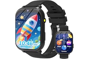 CLLEYLISE Smart Watch for Kids Smart Watch for Boys Girls - 18 Games, 8W Camera, Step Counter & Sleep Monitor - (Ages 4-11) with Touchscreen, 300mAh Battery & No Internet Required (Black)