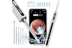 Qimic Ear Wax Remover, 1080P FHD Wireless Ear Wax Removal Kit WiFi Ear Cleaner Camera with 6 LED Lights, 3.5mm Visual Ear Otoscope for Adults, Kids & Pets(White)