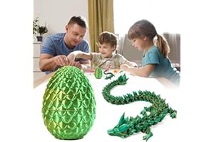 MR.HOKWY 3D Printed Dragon Egg - 3D Gemstone Dragon with Egg, ADHD Fidget Toys for Kids Adults Dragon Ornament Crystal Dragon with Detachable Dragon Egg Desk Toys for Easter Birthday Gifts(Laser Yellow)