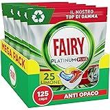 Fairy Platinum Detersivo Pastiglie Lavastoviglie Plus, Brillantante, 125 Capsule , Limone, Tecnologia Anti-Opaco, Contro Il G