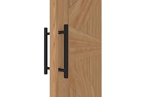 LVYIHAN Manijas Redondas en Negro Mate para Puerta de Granero 30/60/90/120/150 cm, Tirador de Empuje y Tiro de Doble Cara, Tirador Largo para Puertas Francesas Puertas Exteriores Puertas de Ducha