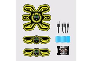JOYTOUR EMS Muscle Stimulator ABS Trainer, ABS Stimulator Men Women, Safty Effective Quick EMS Muscle Trainer, Full-body Workout ABS Trainer, 8 Mode & 15 Intensity, 10pcs Replacement Hydrogel