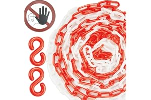 SHUIYUE 5 mètres (16,4 pieds) chaîne en plastique barrière de chaîne en plastique avec 2 pièces aucune personne non autorisée autorisée au-delà de ce signe de point et boucle en S