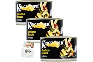 Asian Bamboo Shoots Bundle with Kingfisher Bamboo Shoot In Water 225g 3 Pack + Brightdale Kitchen Booklet
