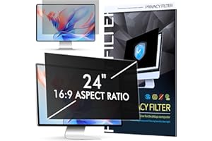 24 Inch Computer Privacy Filter for 16:9 Computer Monitor, SOPPY Removable Privacy Screen Protector, Anti Blue Light, Anti-Glare Computer Privacy Film for Monitor 24" HP Dell Acer Lenovo Asus