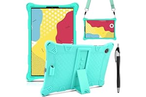 KATUMO Funda para Lenovo Tab M10 FHD Plus (2nd Gen) 10.3" 2020 (TB-X606F X606X) Silicona a Prueba de Golpes Soporte Ajustable con Cinturón de Hombro y Pluma Táctil,Verde Menta