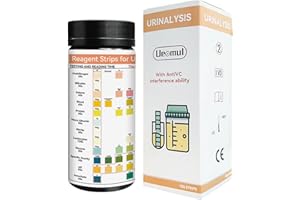 UEOMUL 12 EN 1 Tiras Reactivas 100 PCS, Nitrito, Leucocitos, Dextrosa, PH, Ascorbato y más, UTI Análisis Kit Tiras 12 parámetros con capacidad de interferencia antiVC