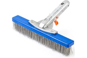 Aquatix Pro Heavy Duty Pool Brush, Durable 10" Swimming Pool Cleaner Brush Best for Tackling Algae & Stubborn Stains, Aluminium Handle & Stainless Steel Bristles, Suitable for Concrete & Gunite Pools.