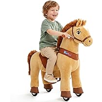 PonyCycle Caballo De Peluche Con Ruedas | Modelo Lujoso Con Freno | Talla 4 Para 4-7 Años | Regalo De Cumpleaños