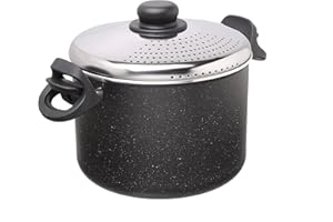 Moneta Etnea Cuocipasta con coperchio di chiusura, casseruola per spaghetti, lavabile in lavastoviglie, 22 cm (non compatibile con induzione)