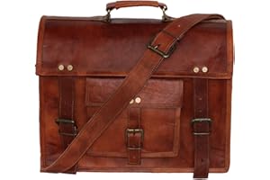 Jaald Torba na laptopa z prawdziwej skóry, torba na ramię, torba kurierska, torba na rower, styl vintage, dla mężczyzn i kobiet, prezent