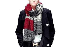 FAKEFACE Écharpe Hiver Automne Foulard Chaud en Laine Superbe Echarpe Epaisse Longue Plaid Tressé Tricotage tordu Echarpe Tricoté Sympa Unisexe Châle Multicolore Douce pour Homme Femme