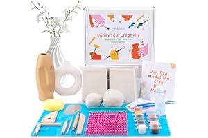 JelyArt Ceramica Fai da te Kit Argilla Senza Cottura Fai da te Creativo Adulti Include Argilla,Strumenti per Scolpire, Vivaci, Vernice, Timbri Alfabetici e Guida