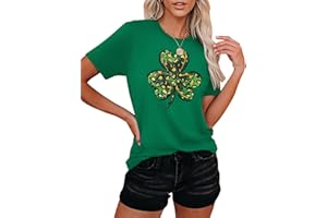 hohololo St. Patrick's Day T-Shirt Lucky Irish Shamrock Shirt for Women Funny St. Patrick's Day Short-Sleeved Shirt