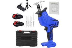 VIEMYLU Sega Alternativa a Batteria 24V, Velocità Variabile 0-3000rpm, Freno Elettrico, Cambio Lama Senza Attrezzi, Taglio Legno 100mm, Metallo 2mm, Plastica 100mm, Impugnatura Ergonomica, Alta Potenza, Blu