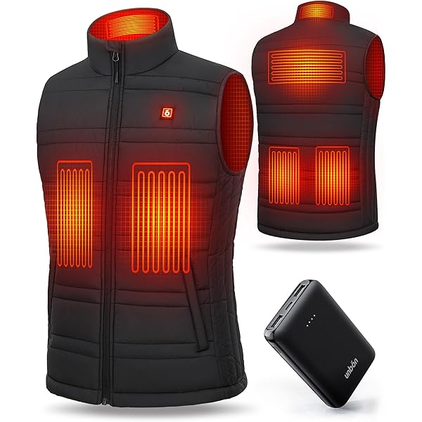 Topdot Men's Heated Gilet, Heated Vest For Men With Power Bank, 7.4 V, 16000 MAh, 8 Heating Zones Electrically Heated Down Vest, 3 Adjustable