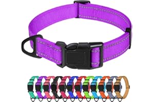 TagME Collar Perro Ajustable,Collar Nylon Reflectante,para Caminar Correr Entrenamiento,para Perros Medianos,Morado,2.5cm De Ancho
