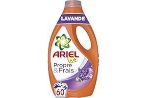 Ariel La Bouteille De Lessive Liquide, 60 Lavages, Lavande, Nettoyage en profondeur, Le choix économique d’Ariel et Parfum frais