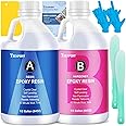 Epoxy Resin Crystal Clear Kit- 1 Gallon /128oz - Casting Resin for Jewellery DIY Art Coating Easy Cast Epoxy, with Sticks/Spreader/Nitrile Gloves/Instructions