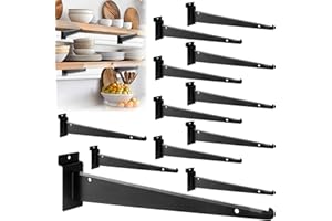 ALFFUN Slatwall Messerregalhalterung mit Lippe, 30,5 cm, Metall-Slatwall-Halterungen, Haken, robuste Regalhalterung, Lamellenwand-Zubehör für Garage, Display, Wandorganisation, Schwarz, 12 Stück