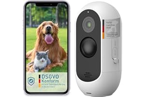 PetTec Bezprzewodowa kamera dla psa – odporna na warunki atmosferyczne kamera WLAN dla psów z 3 MP, ostrym zoomem cyfrowym, 2-drożne audio, bardzo mocny akumulator – do 9 miesięcy w każdym cyklu