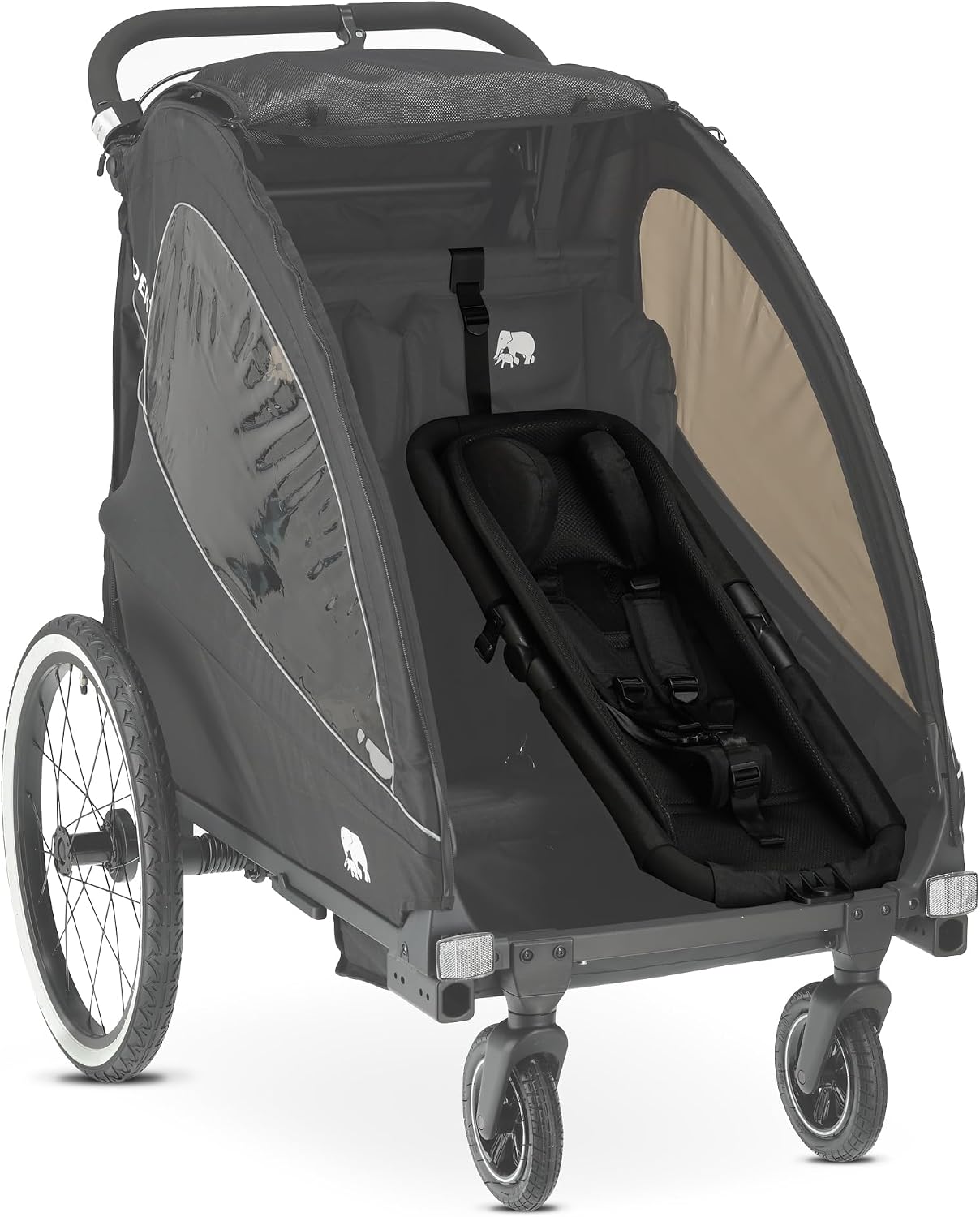 DERYAN Baby Seat for Bicycle Trailer - Toddler Insert with 5 Point Harness - Suitable from 6 Months - Soft Padded & Safe - Black