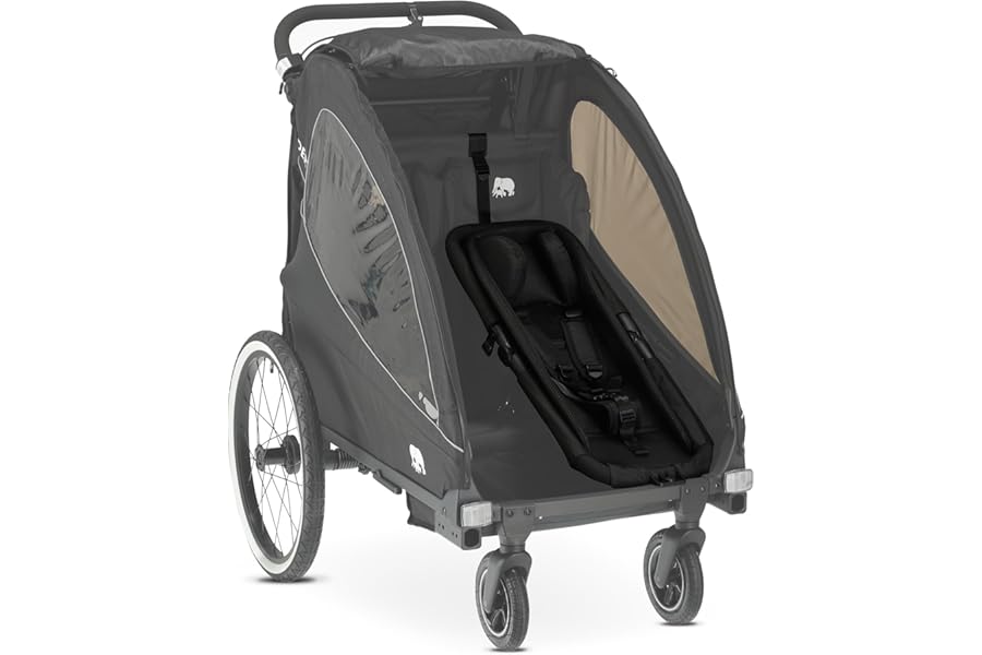 DERYAN Baby Seat for Bicycle Trailer - Toddler Insert with 5 Point Harness - Suitable from 6 Months - Soft Padded & Safe - Black