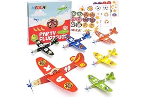 Magicat Zabawkowe samoloty, zestaw premium samolotów ze styropianu, 6 samolotów i naklejek, dla dzieci i chłopców, na imprezę, styropian, rzucanie samolotów