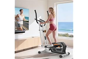 NEEZEE Bicicleta Elíptica con 16 Niveles de Resistencia Ajustable,Bluetooth App, Monitor LCD,Ultra Silenciosa Elíptica para Casa con Pedales Antideslizantes,Portabotellas,Capacidad de Carga de 130KG