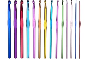 KERATOBLEEM 14 Pezzi Set Uncinetti Al Multicolore, Kit Ferri Maglieria 2mm-10mm Filato Artigianale