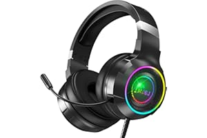 NJSJ Gaming Headset for PS4 PS5 PC,PS4 Headset with Microphone 3D Surround Sound Headphones Noise Cancelling RGB Lights