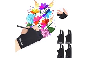 Asonen -Artist Gloves for Drawing 4 Pack,Three-layer fixed anti-touch,Two Fingers Gloves for sketching, inking, coloring and digital drawing on graphics tablets, Universal Right and Left Hands
