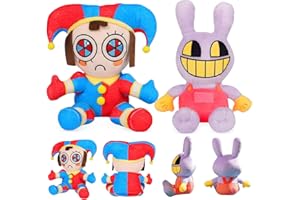 HBSFBH The Amazing Digitals Circus Peluche, 2 Pezzi Digital Circus Plush, Pomni Plushies Toy, Plush Toys for Circus Clowns, Pomni And Jax Plushies Toy, Clown Plushies, for Adults Children Fans Gift