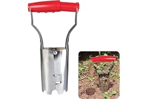 FairyPeach Piantabulbi, Strumento Piantabulbi con Misurazione, Piantatore di Bulbi, Attrezzi Piantagione Bulbi Fiore per Piantine di Fiori, Piantine di Patate, Piantine di Pomodoro (Rosso)