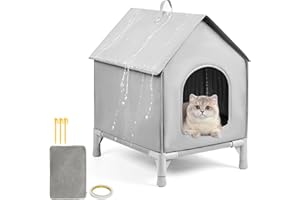GENERIC Cat House for Indoor and Outdoor Cats in Summer, Waterproof, Fully Insulated Shelter for Stray and Feral Cats(M，Grey)