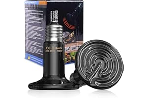 Bonlux 2Pack 100W Reptile Heat Lamp Bulb, E27 Black Ceramic Heat Bulb, No Light, No Harm, Ceramic Heat Emitter, for Reptiles, Lizards, Tortoise, Chicken