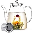 MARK STORE Glass Teapot, 1000ml Teapot with Removable Loose Tea Infuser, Borosilicate Glass Tea Pot (1000ml)