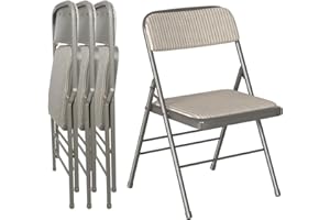 Chleby 4 Chaise Pliante Chaise Visiteur Chaise Pliante rembourrée en Tissu Chaise de Salle à Manger Pliante conviennent à la Cuisine, à l'intérieur, à l'extérieur, à la Salle de conférence Gris