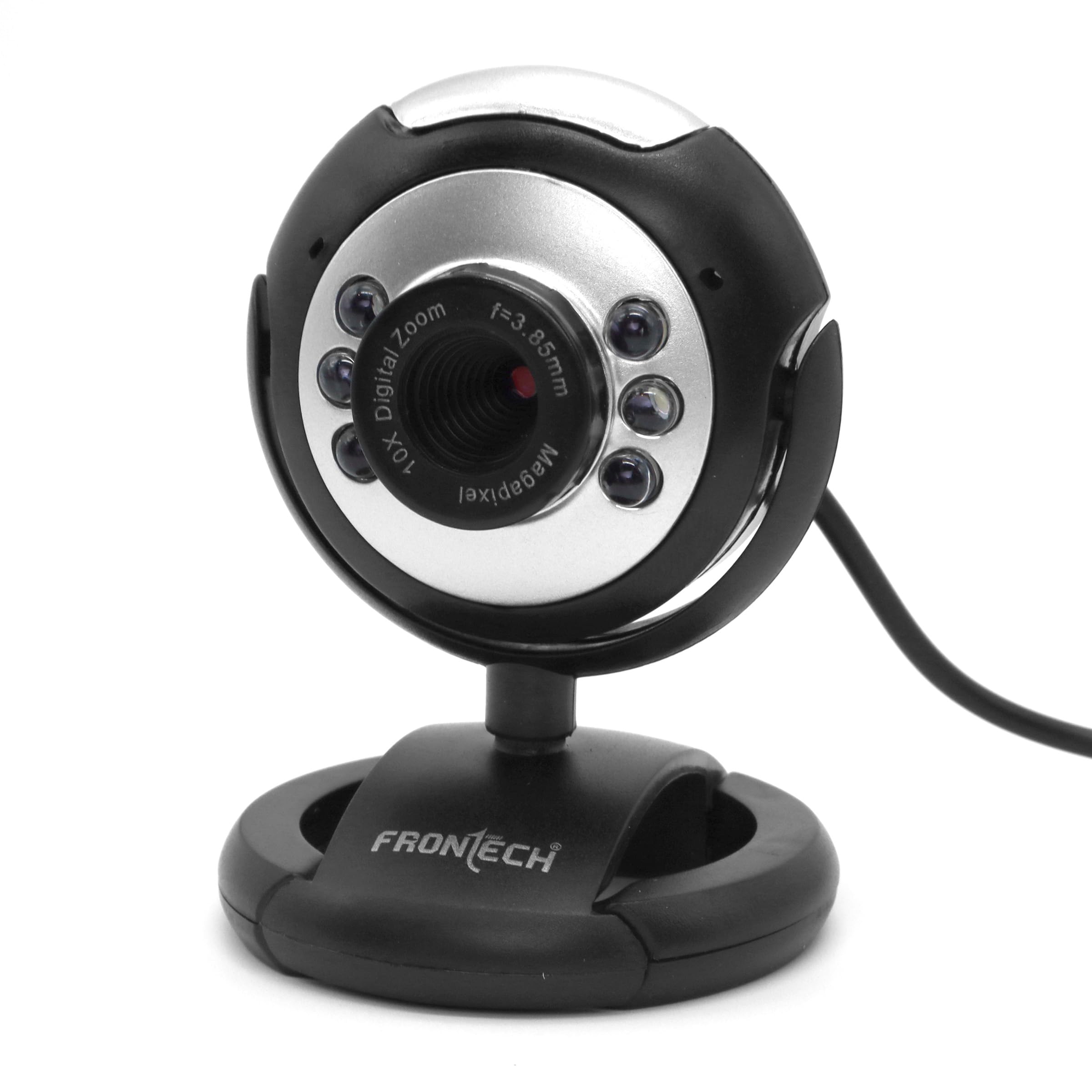 FRONTECH Digital Webcam with Built-in Mic & LED Lights, 30 FPS, Plug and Play USB Interface, Auto White Balance, for Video Ca