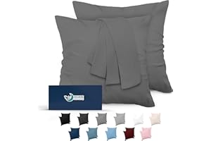 Dreamzie Taie Oreiller 60x60 Lot de 2 en Microfibre Certifiée Oeko-Tex - Housse Coussin Douce Et Brossée, Toucher Peau de Pêche - Anthracite