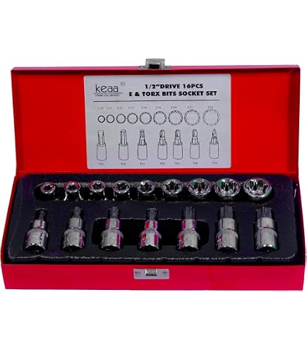 EHomeA2Z 11-Pc E-Torx Female Star Socket Set – CR-V Steel E4 To E20, Drop Forged With Black Phosphate Finish