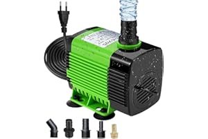 LNICEZ Pompe Sommerse - Piccola Pompa Sommergibile Potente (50 W 2800 H/L) Pompa Dell'acqua Per Acquario Con Sollevamento Alto 2.8m, 5 Ugelli Per Fontana a Muro, Vasca, Cavo Per Acquario-1,8 m