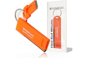 aZengear Silbato de Supervivencia con Barra de Inicio de Fuego y Llavero - Fuerte, sin Calma, Ligero, Impermeable, para Emergencia, Senderismo, Rescate, Seguridad, pasear Perros, EDC