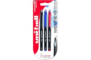 UNI-BALL Penna rollerball UB-188-Micro Air, inchiostro nero/blu/rosso Super Ink, a prova di manomissione, pennino per penna stilografica, confezione da 3 pezzi