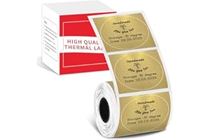 Phomemo Etichette adesive con logo 2" oro rotonde termodirette autoadesive per Phomemo M110 M220 M221 M108 M100 M150 M250 M260 per stampare loghi per etichettare oggetti domestici