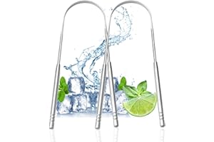 ALLWYOU Medical Stainless Steel Tongue Scraper,Suitable for Kids & Adult Metal Tongue Cleaners,2 Pack U-shaped Cleaner Tool,Oral Hygiene,Fresh Breath,Reduce Bad Breath,Not Easily Broken Tongue Scraper(Silver)