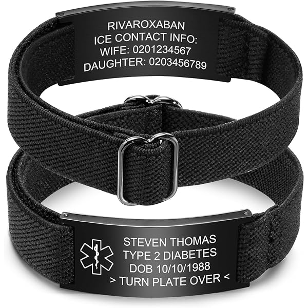 Medical Alert Bracelet Solid Black Titanium Medical Alert Id